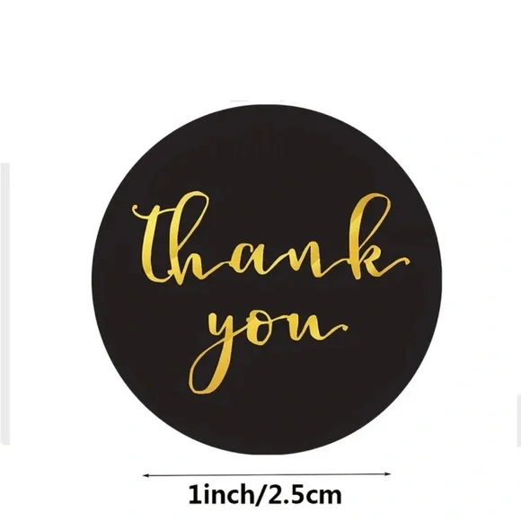500 Black and Gold Thank You Stickers - Picture 2 of 4
